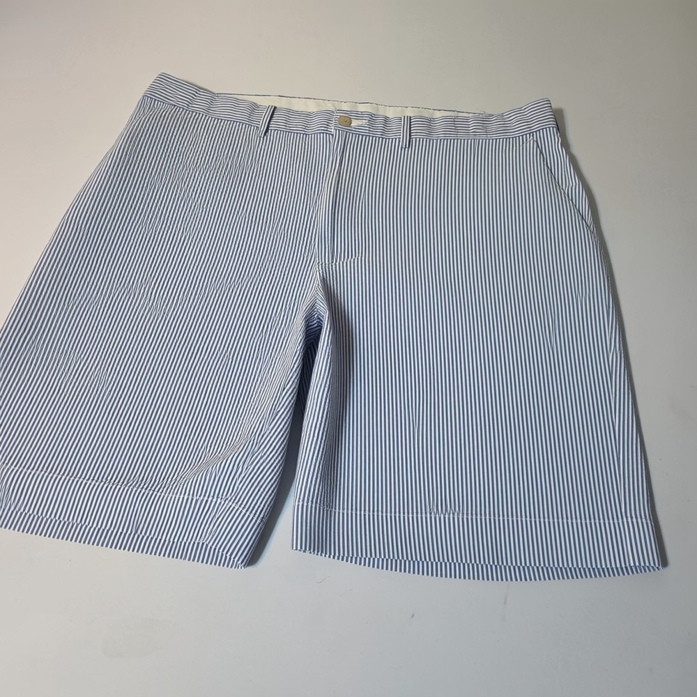 Polo Ralph Lauren Mens Blue White Striped Seersucker Shorts Size 38 Cotton 26430